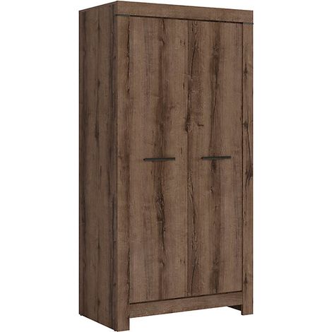 Armoire Placard à deux portes, coloris Chêne marron foncé- Longueur 98 x Profondeur 55 x Hauteur 195 cm (1/5)