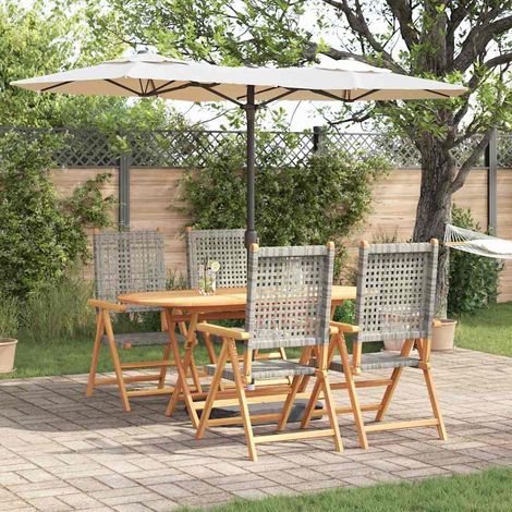 Garten Essgruppe 5 pcs Grau Massivholz Akazie