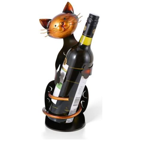 Porte-bouteilles en forme de chat, étagère à vin, sculpture en métal, décoration pratique pour la maison, artisanat (1/5)