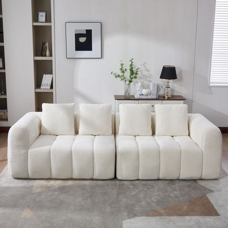 Canapé 3 places compressé (260×94,5×80cm),assise profonde avec accoudoirs,canapé modulaire compressé pour salon et chambre,beige