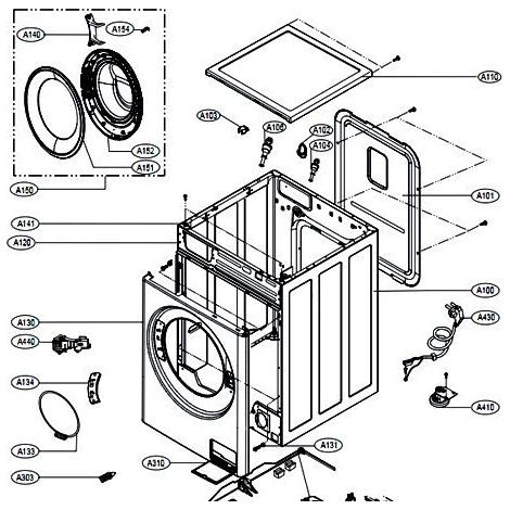 Hublot complet repère A150 (ADC74745509) Lave-linge LG