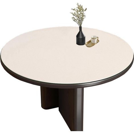 Nappe de table ronde en PU 70cm, imperméable et résistante aux rayures, Blanc/Gris