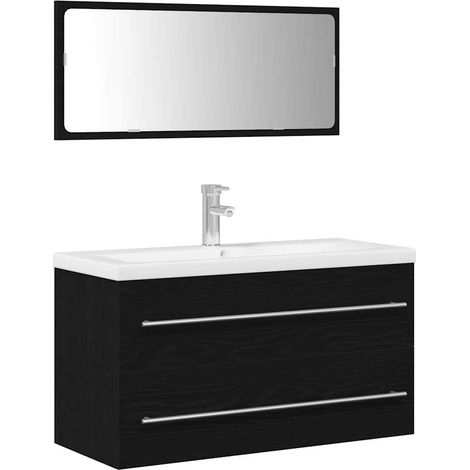 Maison Exclusive - Waschbeckenschrank mit Schubladen 3 pcs Schwar (1/5)