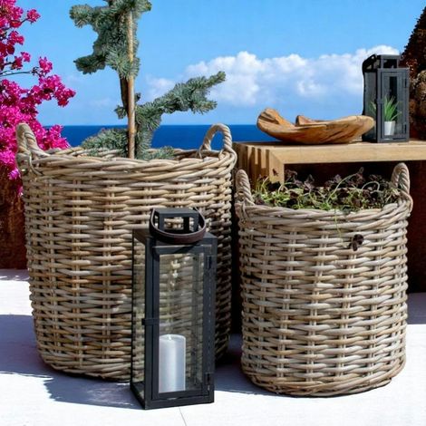 Cache-pot haut en rotin (lot de 2) (1/3)