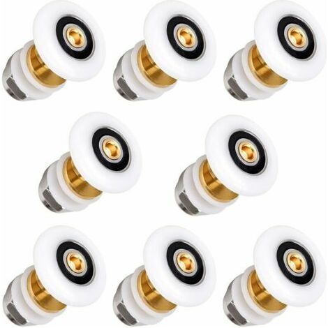 Roulettes de Remplacement pour Porte de Douche - Lot de 8 Roulettes Coulissantes de 25mm - Convient aux Portes en Verre d'Épaisseur 4 à 6mm (1/4)
