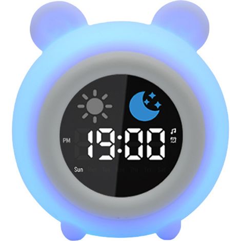 1 Réveil enfant, Veilleuse silicone, 9 couleurs, 7 berceuses, Compte à rebours, Chambre bébé (1/5)