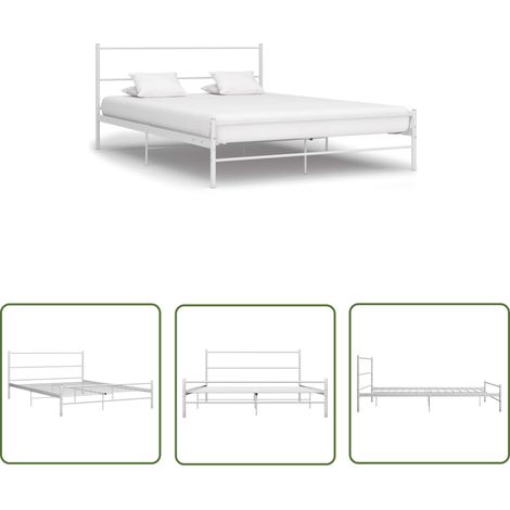 The Living Store Bettgestell Weiß Metall 120x200 cm - Metallbetten - Doppelbett - Weißes Bettgestell - Bettgestell 120x200 - Bettrahmen (1/5)