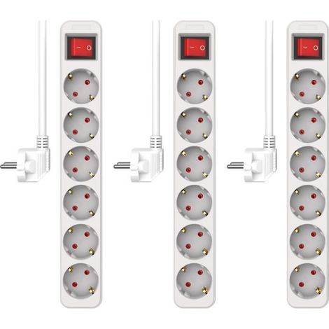 Multiprise électrique ELRO ES106S 6 prises interrupteur bipolaire câble 1,5 m protection enfants Blanc