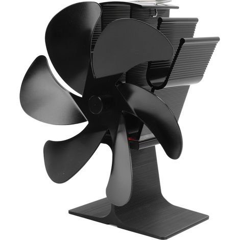 Ventilateur de poêle à chaleur 6 pales, auto-démarrage, résistant haute température, cheminée LT385, 4 pièces noires, diamètre 165 mm (1/5)