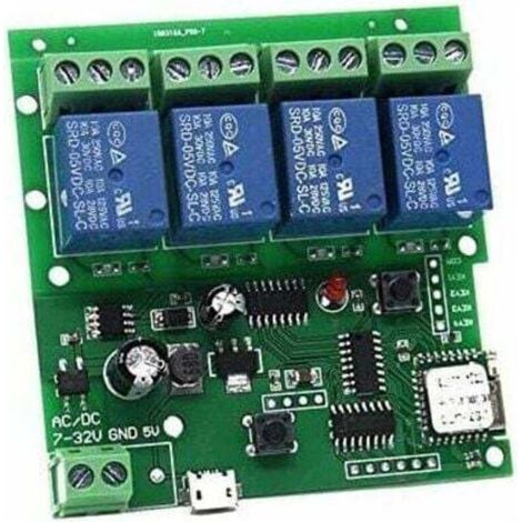 4-Channel WIFI Momentary Inching Relay Automatic Safety Switch Module, DIY WiFi Garage Door Controller (5-32V)