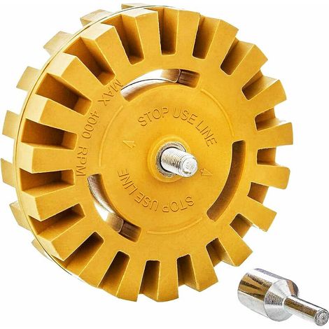 Très Épais (25mm) Roue de Gomme Pour Autocollants, 10cm Dia gomme pour adhesif,T-Audace Décalcomanies Adhésives en Vinyle Autocollants, Gomme Carrosserie pour voitures avec Adaptateur de Perceuse (1/5)