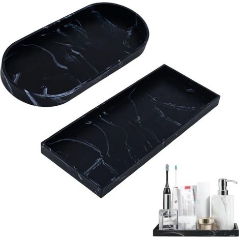 Bardusch-2 plateaux décoratifs mixtes – 20×10 cm & 25×11 cm – ovale/rectangle – salle de bain – organisation flexible (1/5)