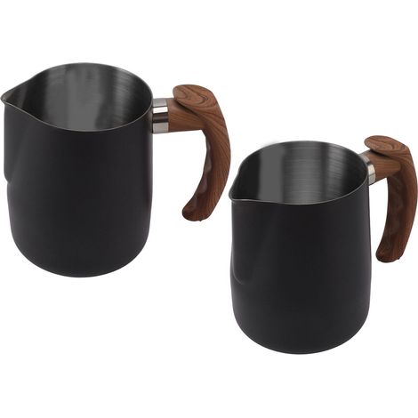 Montalatte con scala graduata interna, in acciaio inox 304, beccuccio antigoccia, caraffa per caffè con manico, nero opaco, 1000 ml. (1/5)