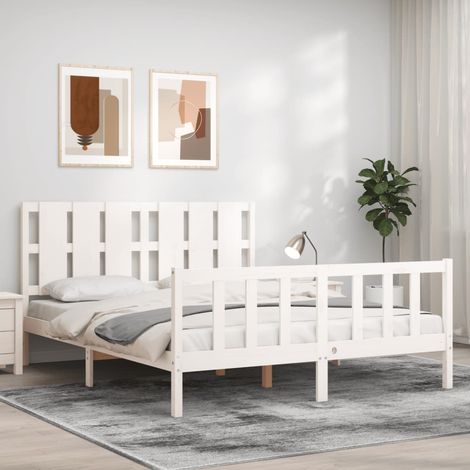 Massivholzbett ohne Matratze Weiß 160x200 Kiefernholz vidaXL (1/5)