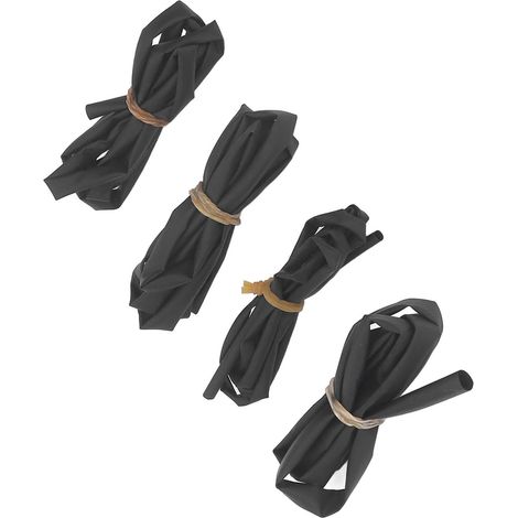 Lot de 4 gaines thermorétractables colle intégrée noires polyoléfine 3/4/5/6mm 1m pour câblage bateau industrie DIY (1/5)