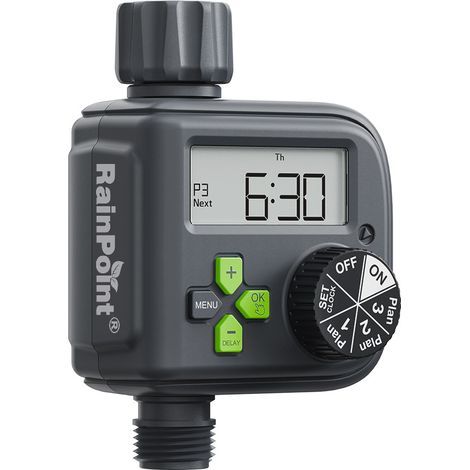 RAINPOINT Bewässerungsuhr für den Außenbereich, 3-Programm-Bewässerungsuhr, digitale Bewässerungsuhr, automatische Bewässerungsuhr, Einzelanschluss