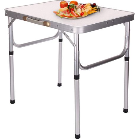 BALLSHOP Small Camping Table Folding Picnic Table Outdoor Adjustable Height Kitchen Work Top for Home Party and Camping 44.5x57x60cm (1/5)