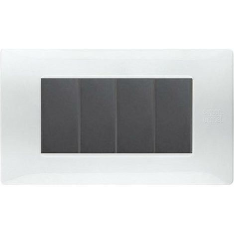 Simon urmet flexa placca tecnopolimero 4 moduli bianco ghiaccio 11804.bg