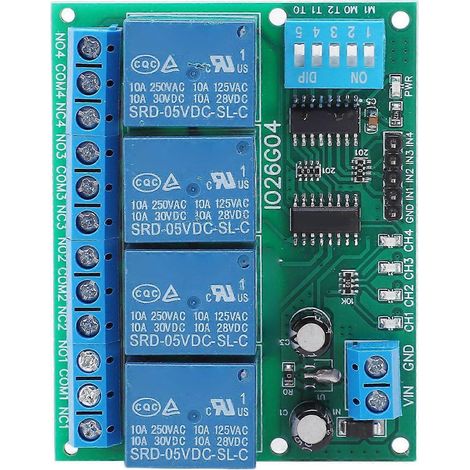 Relaismodul DIP 4-Kanal-Steuerplatine Schalterregler DC 5V Zubehör für Elektronik