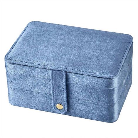Kleine, zweigeteilte, tragbare Schmuckschatulle aus Samt für Damen, ideal für Reisen und zur Aufbewahrung. (1/5)