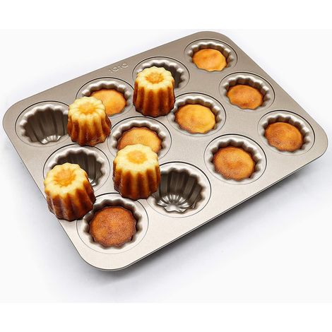 12 Moule à canelé, Acier au carbone, Revêtement antiadhésif, Cuisson four, Pâtisserie française (1/5)