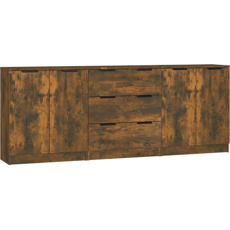 Aparador buffet cómoda armario mueble organizador cocina salón salón 3 piezas madera contrachapada marrón 020037053