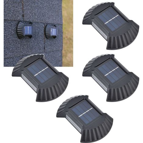 Juego de 4 luces solares LED multifuncionales e impermeables para pared, ideales para patios, jardines y caminos (luz blanca). (1/5)