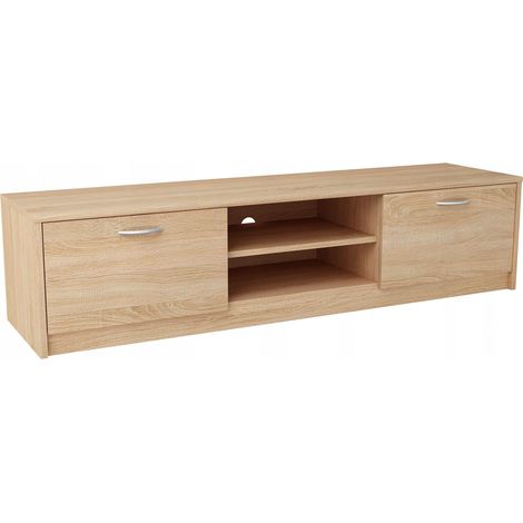 Meuble TV Chêne de Sonoma - Banc TV, Table TV avec 2 portes et 2 étagères - 160 x 41 x 36 cm (1/4)