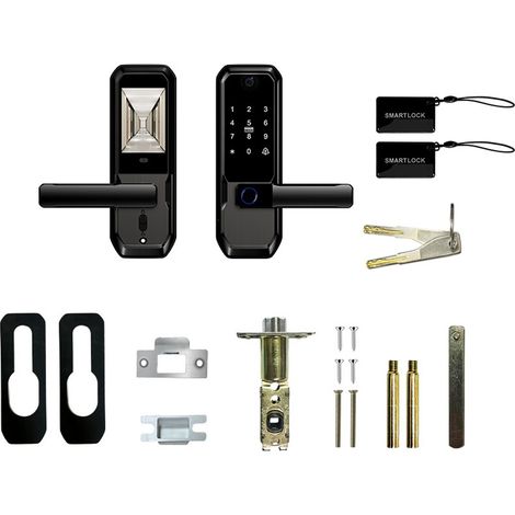 Serrure de porte vidéo intelligente, empreinte digitale, entrée sans clé, contrôle par application WiFi, écran 3,5 pouces, caméra HD, clavier tactile pour maison, bureau, appartement, noir (1/5)