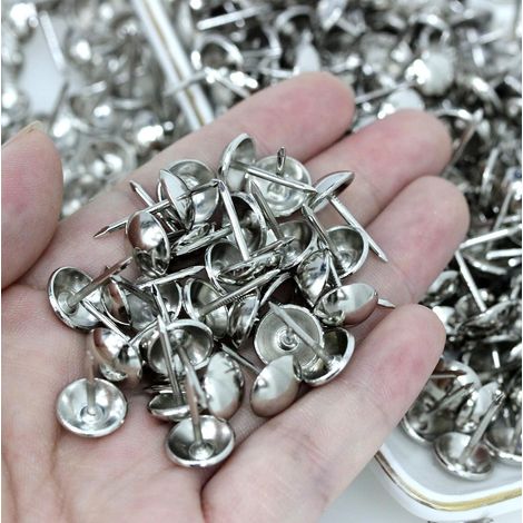 (500 Stück) Polsternägel, 17 x 11 mm, bronzefarben, dekorativ, Retro, DIY, für Möbel, Sofas, Sessel, Betten, Stühle, Vintage-Dekoration, Silber (1/5)