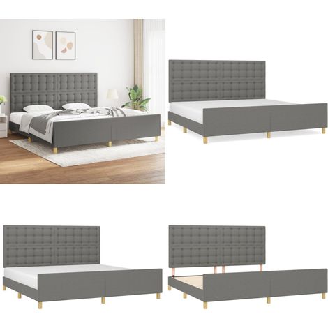 Bettgestell ohne Matratze Dunkelgrau 200x200 cm Stoff - Bettsofa - Boxspringbetten - Doppelbett - Lattenrost - Schlafzimmermöbel - Home & Living (1/5)