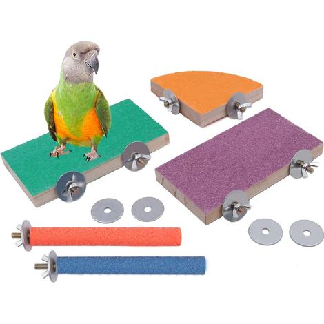 Pack of 5 Bird Perches, Natural Wood Bird Cage Peeling Support Platform for Parrot Parakeet (1/5)