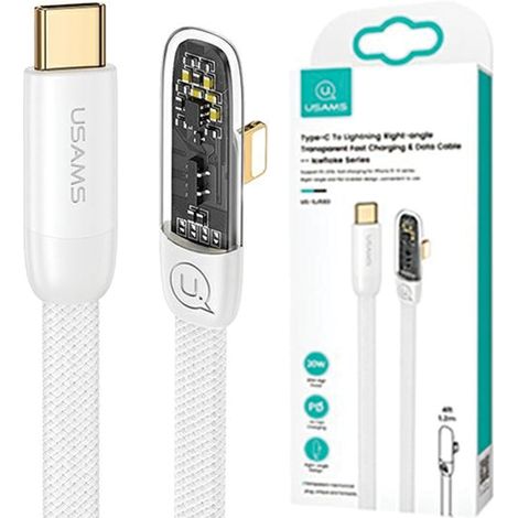 Câble coudé Usams USB-C vers LightningPD 20 W à charge rapide série Iceflake, 1,2 m, blanc SJ583USB02 (US-SJ583) (1/5)
