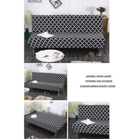 Universel Housse Canapé Extensible sans Accoudoir, 3 Places Couverture de Canapé pour Banquette Clic Clac Pliant,C (1/4)