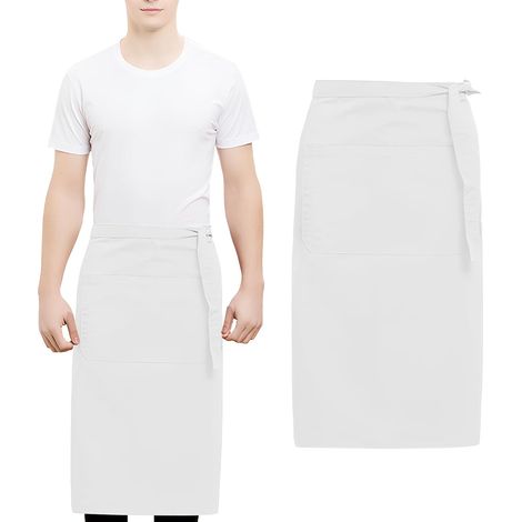 Tablier Cuisine Homme, 70x73cm Tablier Serveur, Réglable Demi Tabliers avec Poche, Chef Cuisine Tabliers pour Hommes et Femmes pour Restaurant, Café (1/5)