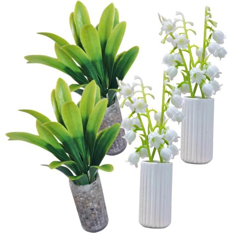 4pièces Fleur Miniature Pot Plante Miniature Fleur Décoration Miniature Bonsaï Pot De Plante Petite Décoration (1/5)
