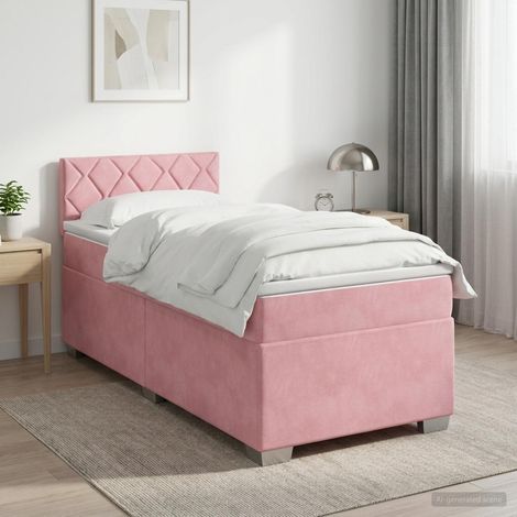 Cama box spring con colchón Rosa 90 x 200 cm Terciopelo (1/5)