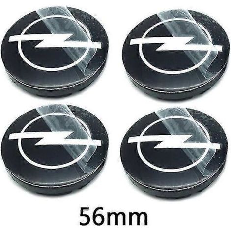 4 cache-moyeux de roue de voiture 56 mm. 59 mm. 60 mm. 64 mm et 68 mm pour Opel Astra. Mokka. Insignia. Zafira. Corsa et Tigra (emblème. logo. badge). 4 pièces. 56 mm. noir. (1/2)