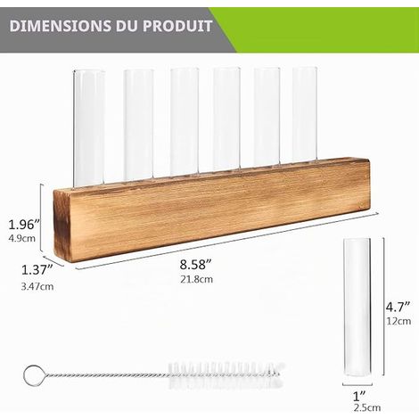 Hydroponic Propagation Station - Glass Vase with Wooden Stand, Brush and Test Tubes for Plants - Decoration (1/4)