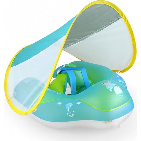 Bouée gonflable pour bébé avec pare-soleil amovible, aide à la natation flottante pour piscine (1/5)
