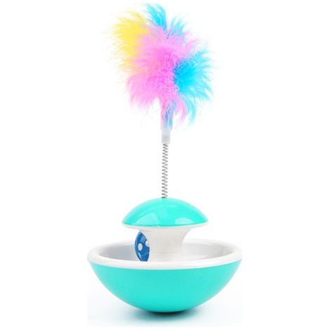 Jouet pour chat : plume, jouet automatique pour chat, balle à clochette anti-basculement (bleue) (1/3)