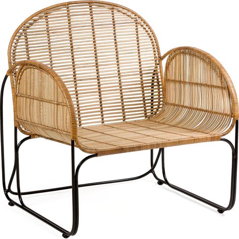 Fauteuil cosy en osier et métal design - Design osier naturel et base métallique (1/5)