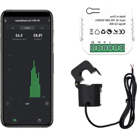 Energieverbrauchsmesser – Stromzähler (kWh) – Energiesparen – WLAN-fähig – 80 Ampere – Weiß (1/5)