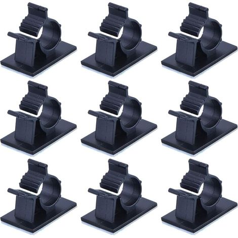 Câbles Adhésifs Réglable Clips de Câble Nylon Porte Fil de Serrage, Noir, 100 pieces (1/5)