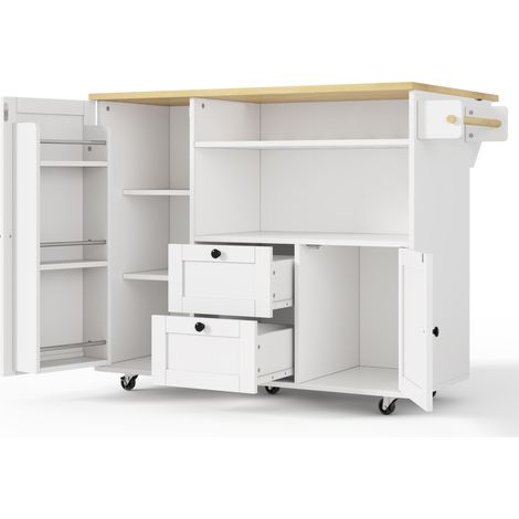 Isola cucina mobile pieghevole in MDF, cassetto, portabottiglie, ruote frenate MODENUIT (1/5)
