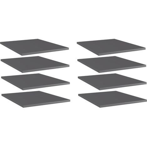 Bücherregal-Bretter 8 Stk. Hochglanz-Grau 40x50x1,5 cm