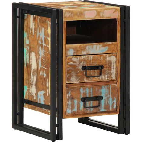 Nachttisch 40x40x59 cm Altholz Massivholz