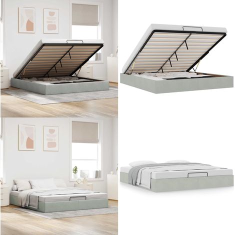 vidaXL Ottoman-Bett ohne Matratze Hellgrau 160x200 cm Samt (1/5)