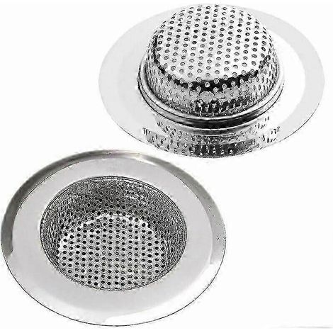 Lot de 2 crépines d'évier, 11,5 cm, en acier inoxydable, pour évier de cuisine, douche et baignoire. Filtre et crépine inclus. (1/5)