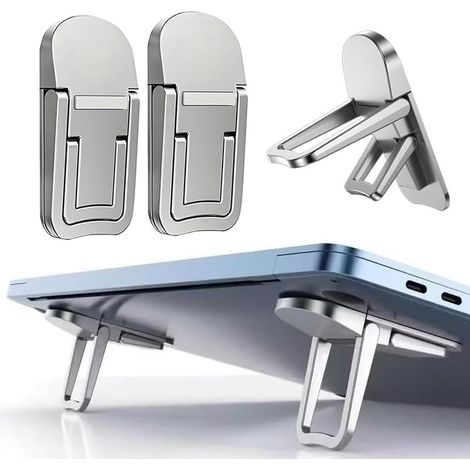 Mini support pour ordinateur portable, pliable et léger, ergonomique, avec refroidissement ventilé, convient aux ordinateurs portables et claviers de 10 à 17,3", argenté (1/5)